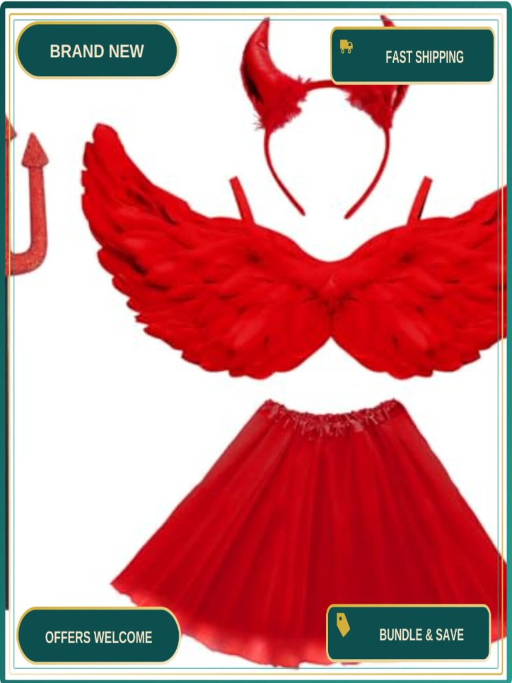 Angel Costume Accessories Set Wings Halo Tutu Wand Halloween Party
